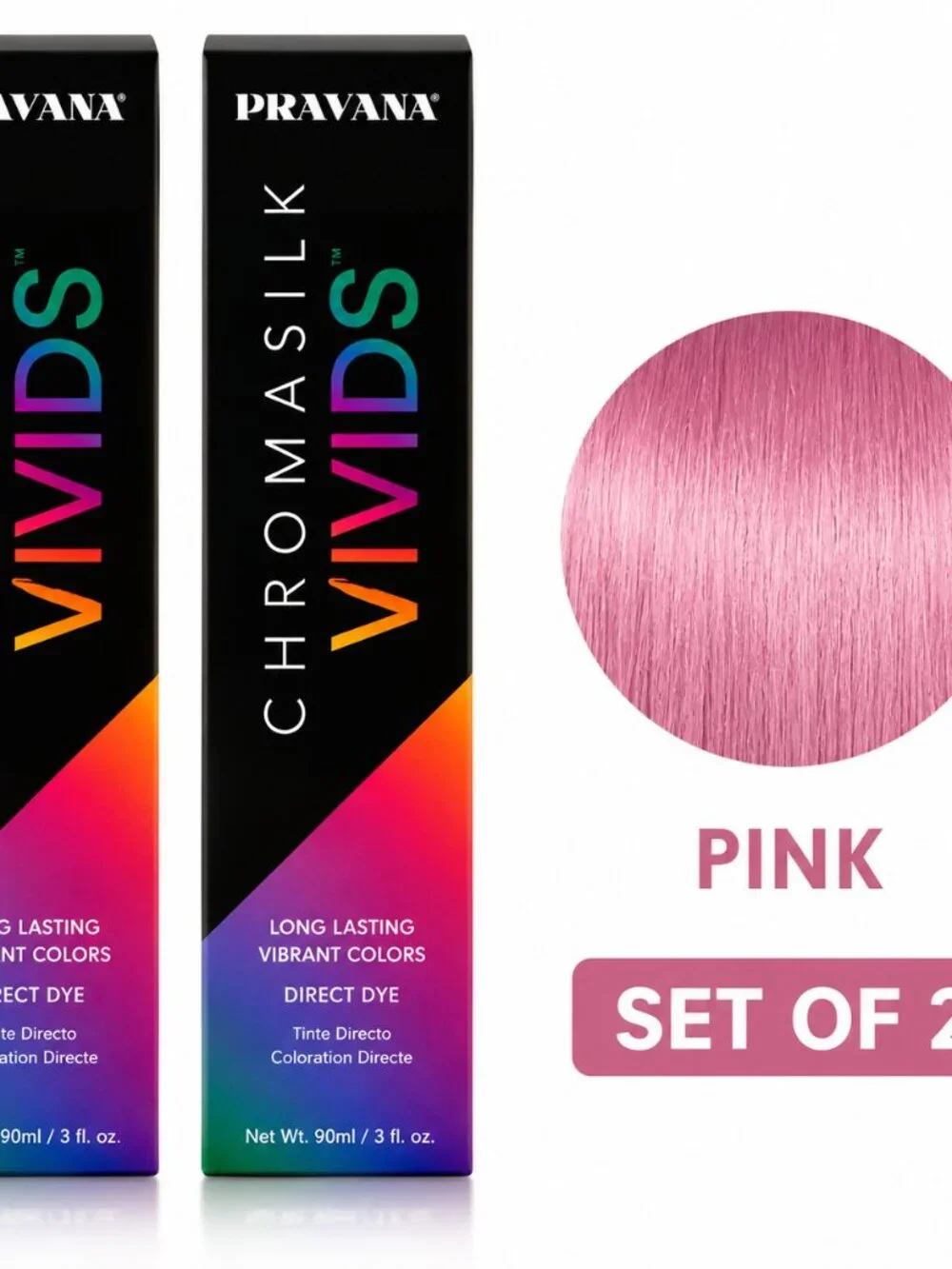 Pravana ChromaSilk Vivids Pink Hair Color Set of 2 | Semi-Permanent Direct